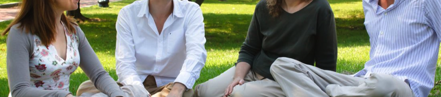 Dr. Sara Lazar (second from right) offers a brief weekly lunchtime meditation to her research team.